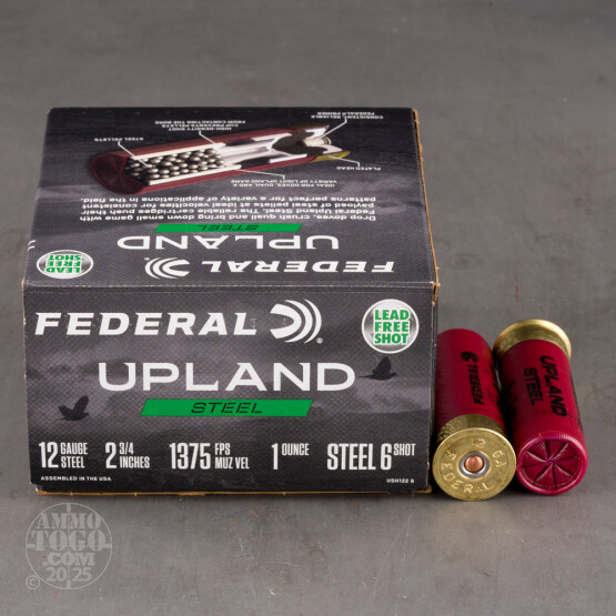 250rds – 12 Gauge Federal Upland Steel 2-3/4" 1oz. #6 Steel Shot Ammo