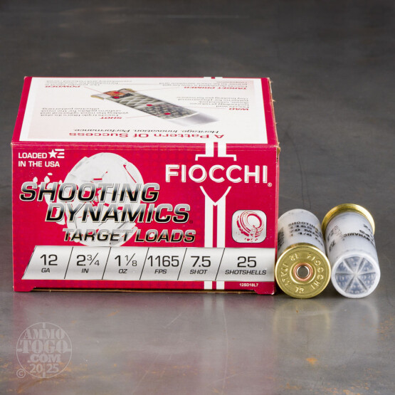 25rds - 12 Gauge Fiocchi Target Shooting Dynamics 1 1/8oz. #7 1/2 Shot Ammo 2 3/4