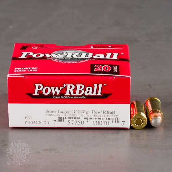 20rds - 9mm Corbon Pow'RBall 100gr. +P Ammo