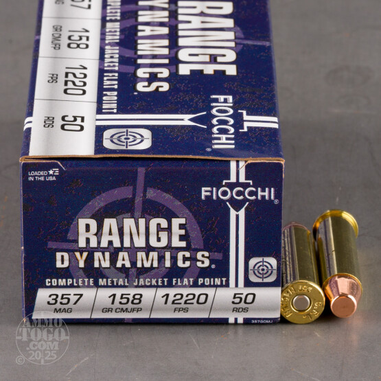 50rds – 357 Magnum Fiocchi Pistol Shooting Dynamics 158gr. CMJ-FP Ammo