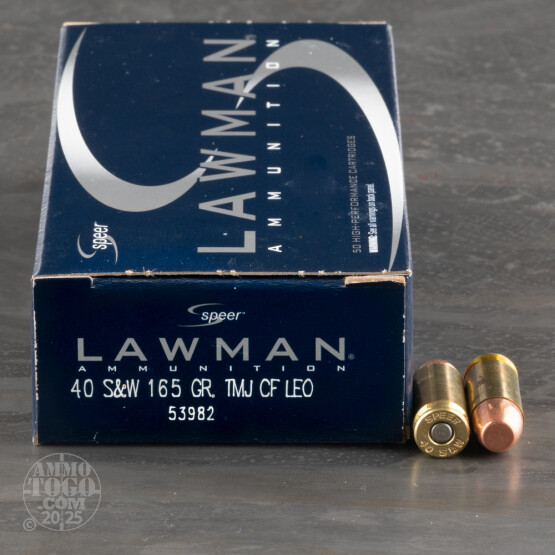 1000rds – 40 S&W Speer Lawman Clean-Fire 165gr. TMJ FN Ammo