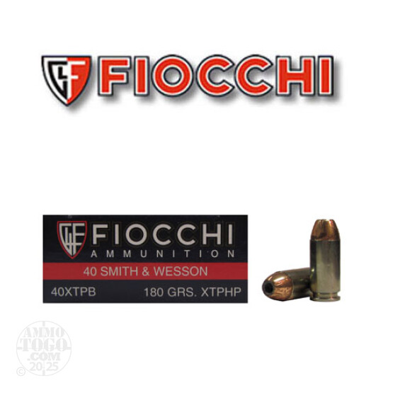 500rds - 40 S&W Fiocchi 180gr XTP Hollow Point Ammo