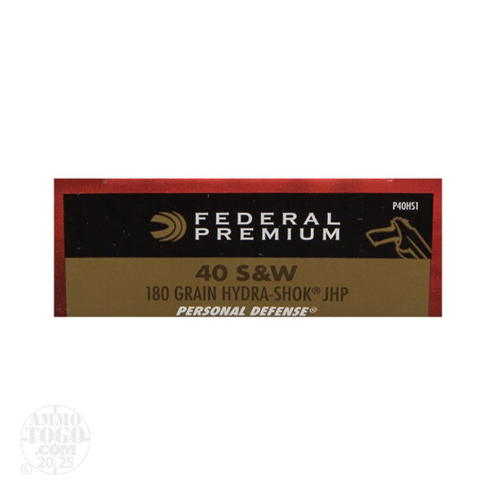 200rds – 40 S&W Federal Hydra-Shok 180gr. HP Ammo