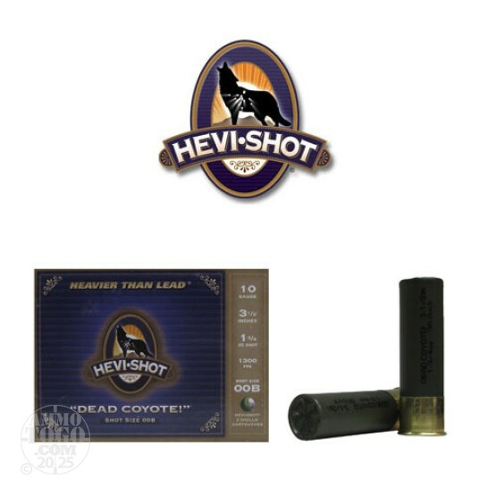 5rds - 10 Gauge Hevi-Shot Dead Coyote 3 1/2" 1 3/4oz. 00 Buck Predator Ammo