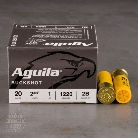 25rds – 20 Gauge Aguila 2-3/4" 1oz. #2 Buckshot Ammo