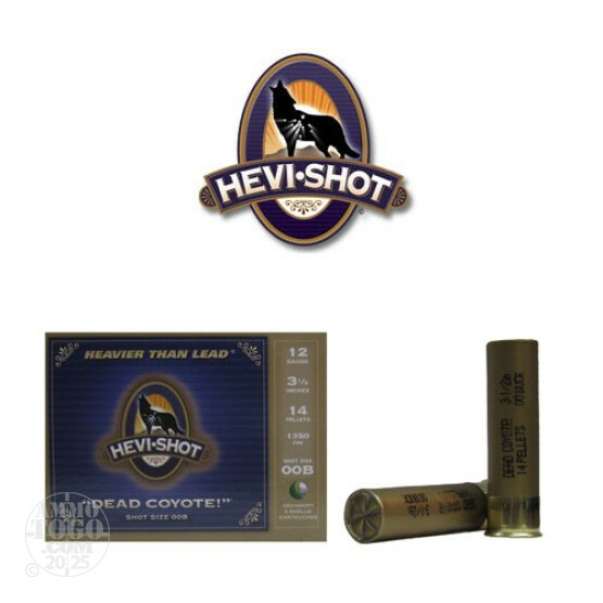 5rds - 12 Gauge Hevi-Shot Dead Coyote 3 1/2" 14 Pellet 00 Buck Predator Ammo