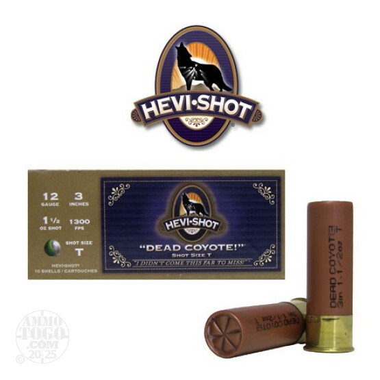 10rds - 12 Gauge Hevi-Shot Dead Coyote 3"  1 1/2oz. # T Shot Predator Load