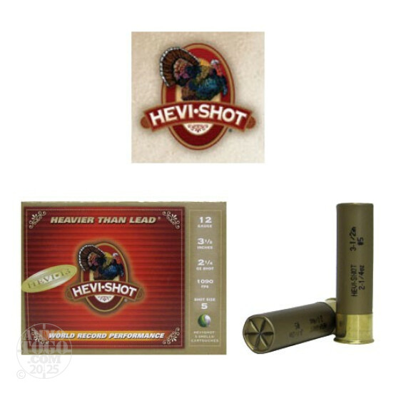 5rds - 12 Gauge Hevi-Shot Hevi-13 Turkey 3 1/2"  2 1/4oz. #5 Shot Ammo