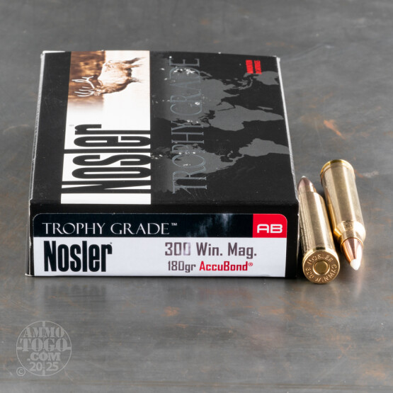 20rds - 300 Win Mag NoslerCustom Trophy Grade 180gr. Accubond Polymer Tip Ammo