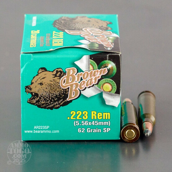 20rds - 223 Brown Bear 62gr. Soft Point Ammo