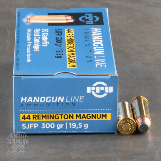 50rds - 44 Mag Prvi Partizan 300gr. Semi Jacketed Flat Point Ammo