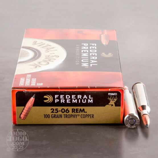 20rds – 25-06 Rem Federal 100gr. Trophy Copper Ammo