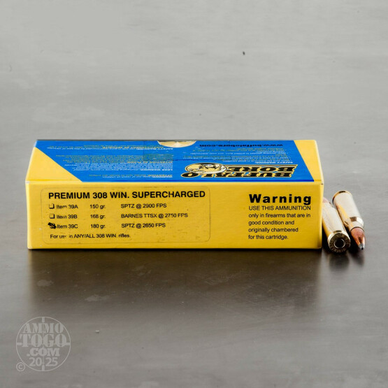 20rds - 308 Win Buffalo Bore 180gr. PSP Ammo