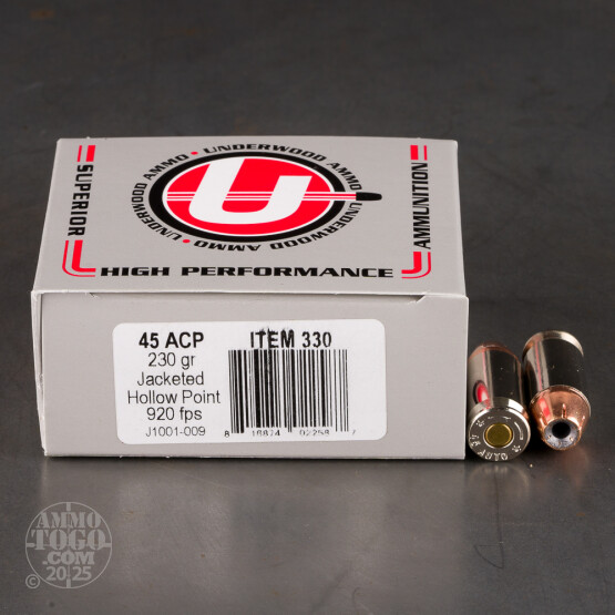 20rds – 45 ACP Underwood 230gr. JHP Ammo