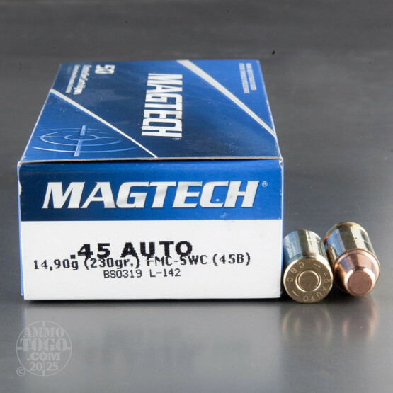 50rds – 45 ACP Magtech 230gr. FMJ SWC Ammo