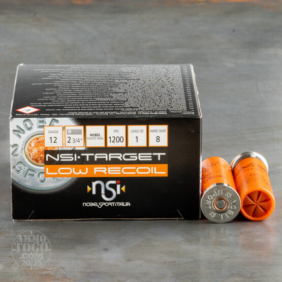 250rds – 12 Gauge Nobel Sport NSI Target Low Recoil 2-3/4" 1oz. #8 Shot Ammo