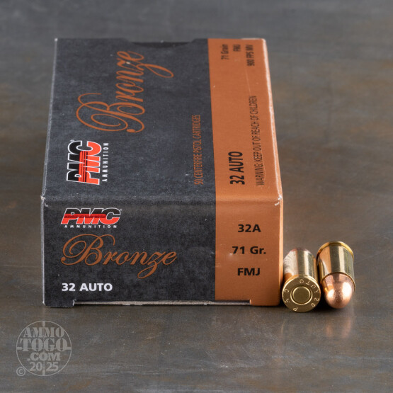 50rds – 32 Auto PMC Bronze 71gr. FMJ Ammo