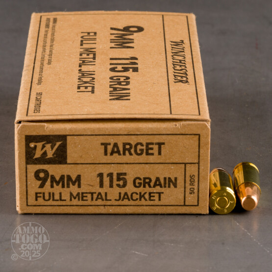 50rds – 9mm Winchester Service Grade 115gr. FMJ FN Ammo