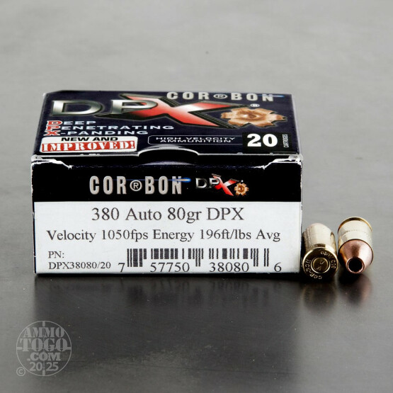 20rds – 380 Auto Corbon 80gr. DPX Ammo
