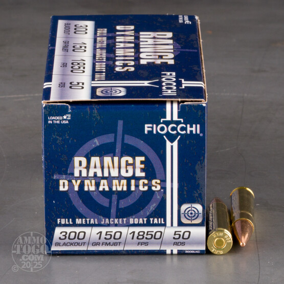 50rds - 300 AAC BLACKOUT Fiocchi 150gr. FMJBT Ammo