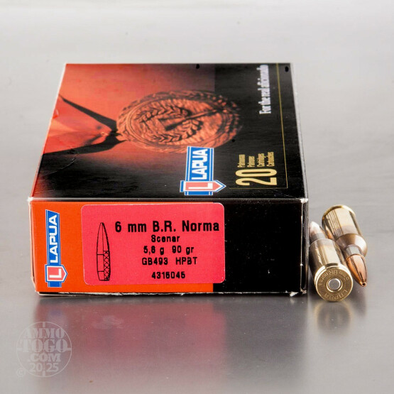 20rds - 6mm B.R. Norma Lapua Scenar 90gr. BTHP Ammo