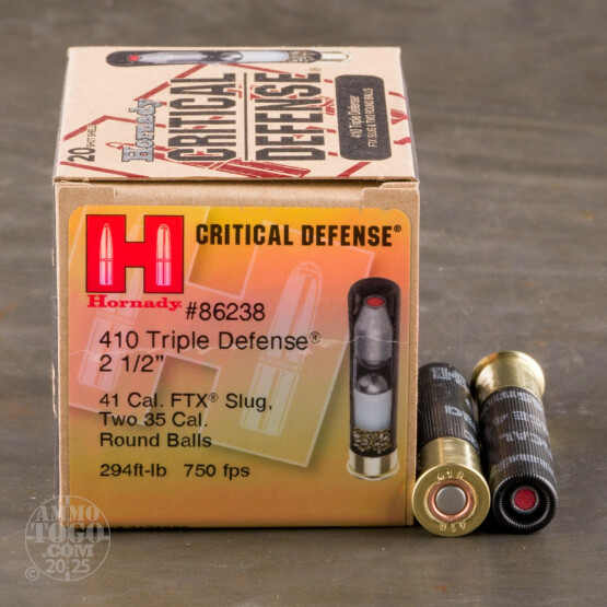 20rds - 410 Gauge Hornady Critical Defense 2 1/2" Triple Defense Ammo