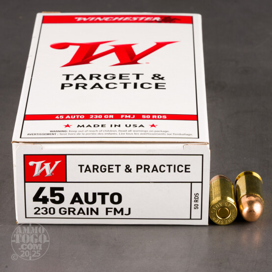 50rds - 45 ACP Winchester USA 230gr. FMJ Ammo