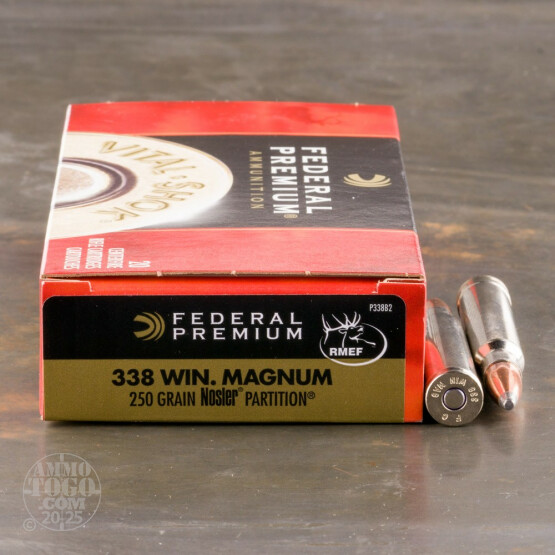 20rds - 338 Win Mag Federal Vital-Shok 250gr. Nosler Partition Ammo