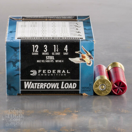 250rds - 12 Ga. Federal Speed-Shok 3" 1 1/4oz #4 Steel Shot Ammo
