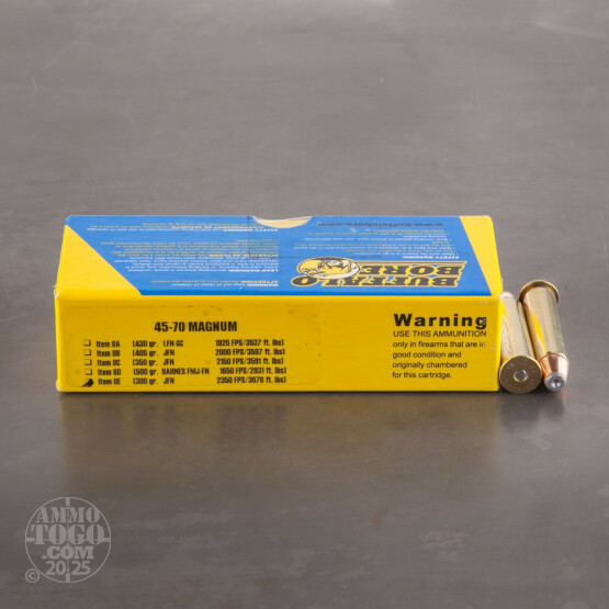 20rds - 45-70 Govt. Mag. Buffalo Bore 300gr. JHP-FN Ammo