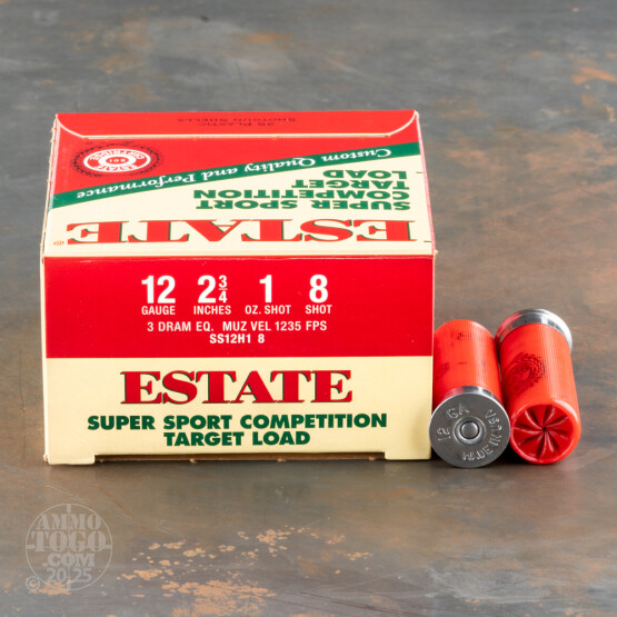 25rds – 12 Gauge Estate Super Sport Competition Target 2-3/4" 1oz. #8 Shot Ammo