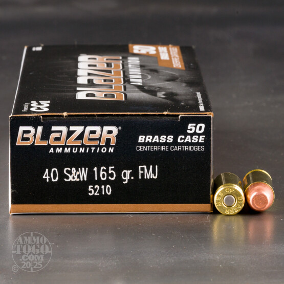 50rds - 40 S&W CCI Blazer Brass 165gr. FMJ Ammo