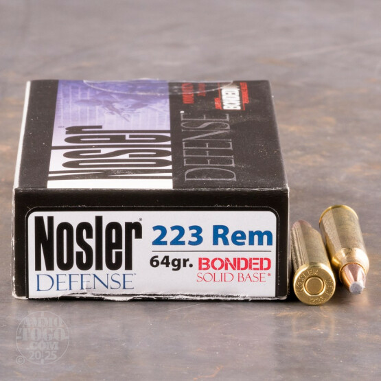 20rds - .223 Nosler Defense 64gr. Bonded Solid Base SP Ammo