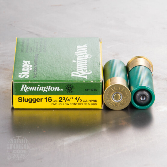 5rds - 16 Gauge Remington Slugger 2 3/4" 4/5oz. Rifled Slug