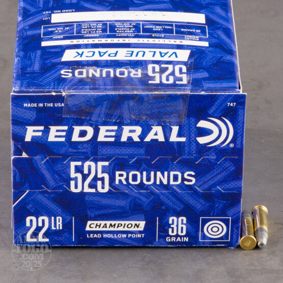 525rds – 22 LR Federal Champion 36gr. LHP Ammo