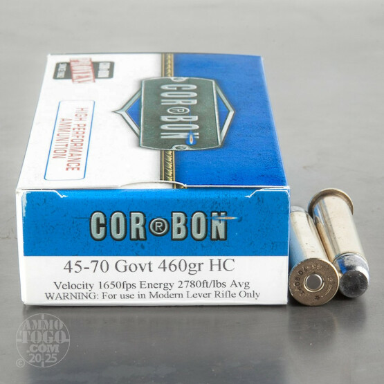 20rds - 45-70 Govt. Corbon 460gr. Hard Cast Ammo