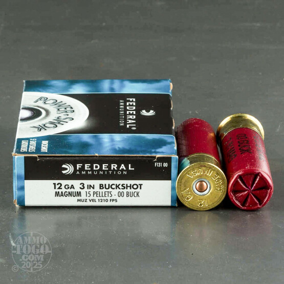 5rds - 12 Ga. Federal Power-Shok 3" 00 Buckshot Ammo