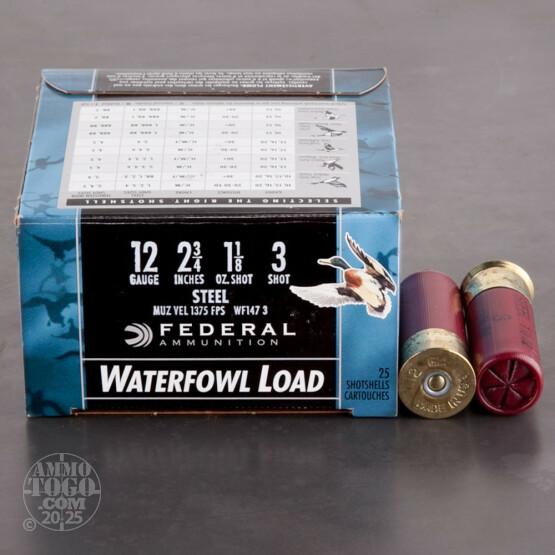 25rds - 12 Ga. Federal Speed-Shok 2 3/4" 1 1/8oz #3 Steel Shot