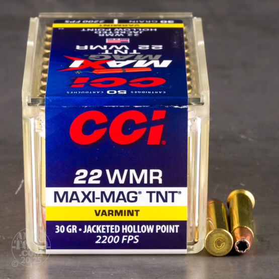 50rds - 22 Mag CCI Maxi-Mag 30gr. TNT Hollow Point Ammo