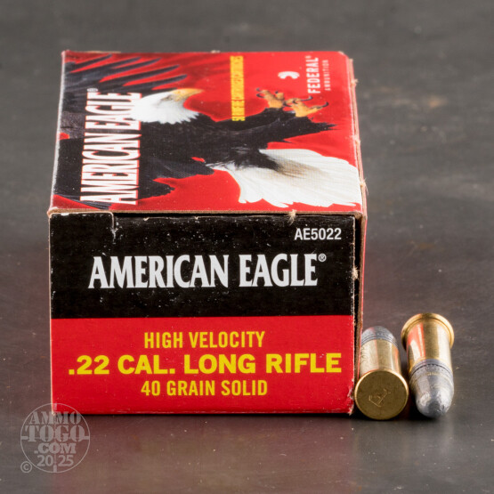 50rds - 22LR Federal American Eagle 40gr. HV Solid Point Ammo