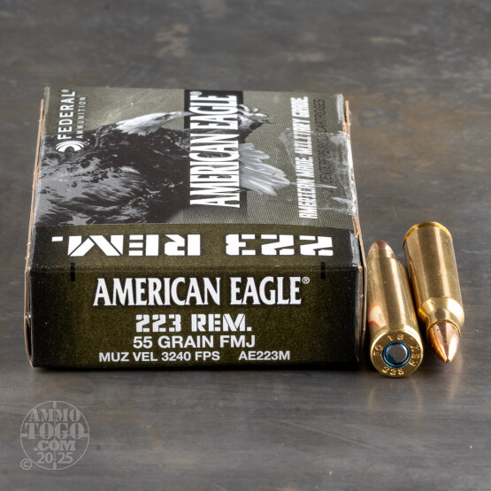 500rds – 223 Rem Federal American Eagle Military Grade 55gr. FMJBT Ammo