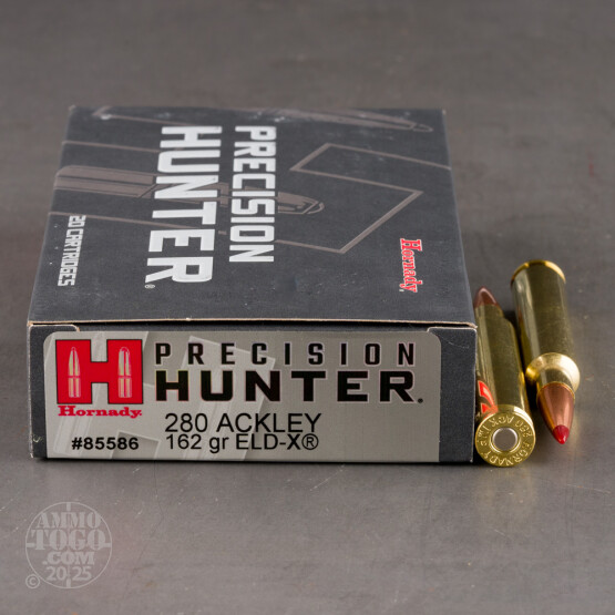 20rds – 280 Ackley Improved Hornady Precision Hunter 162gr. ELD-X Ammo