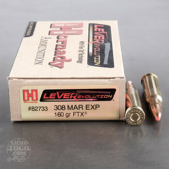 20rds - 308 Marlin Express Hornady 160gr. LEVERevolution FTX Ammo