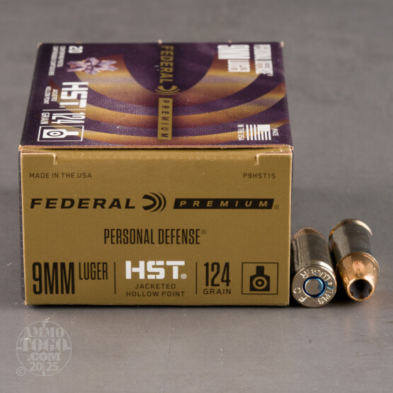 20rds - 9mm Luger Federal 124gr. HST HP Ammo