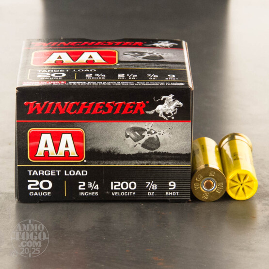 250rds - 20 Gauge Winchester AA Target 2 3/4" 7/8 Ounce #9 Shot Ammo