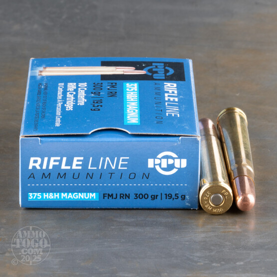 10rds – 375 H&H Mag Prvi Partizan 300gr. FMJ RN Ammo