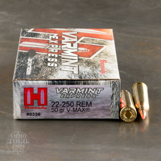 20rds - 22-250 Hornady 50gr. V-Max Polymer Tip Ammo