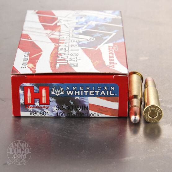 20rds - 30-30 Hornady American Whitetail 150gr. InterLock RNSP Ammo