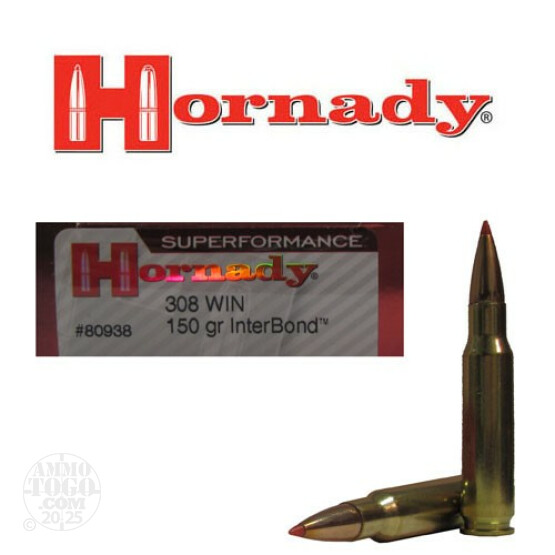 200rds - 308 Win. Hornady Superformance 150gr. InterBond Ammo