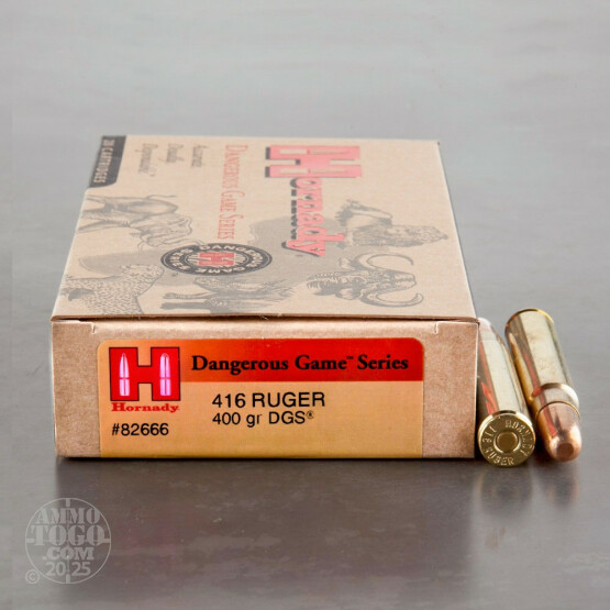 20rds - 416 Ruger Hornady Dangerous Game Series 400gr. DGS Ammo